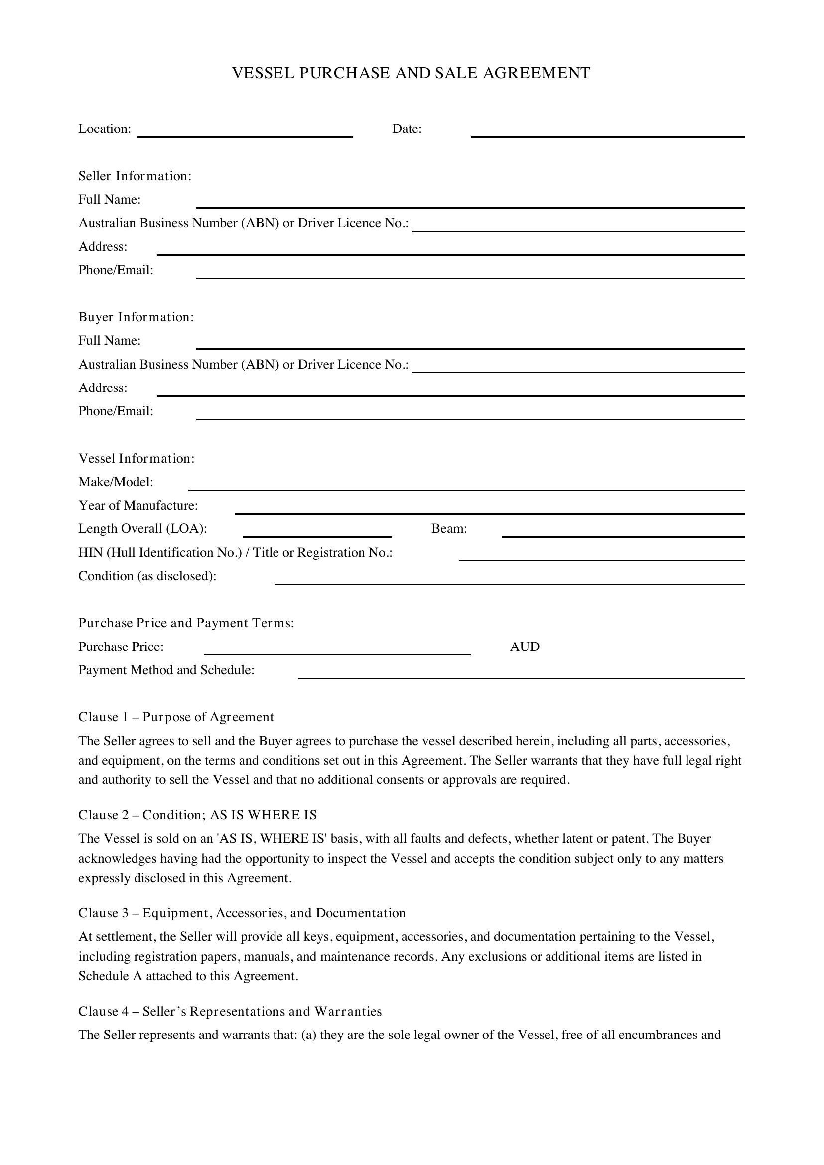 Agreement Template - Australia