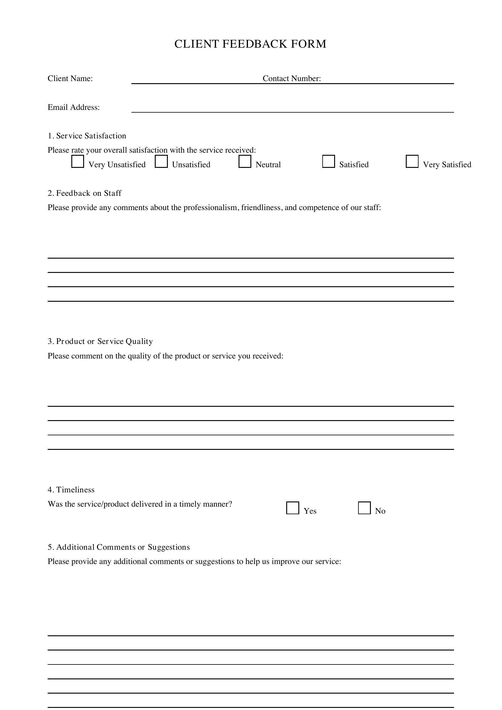 Client Feedback Form Template - Australia