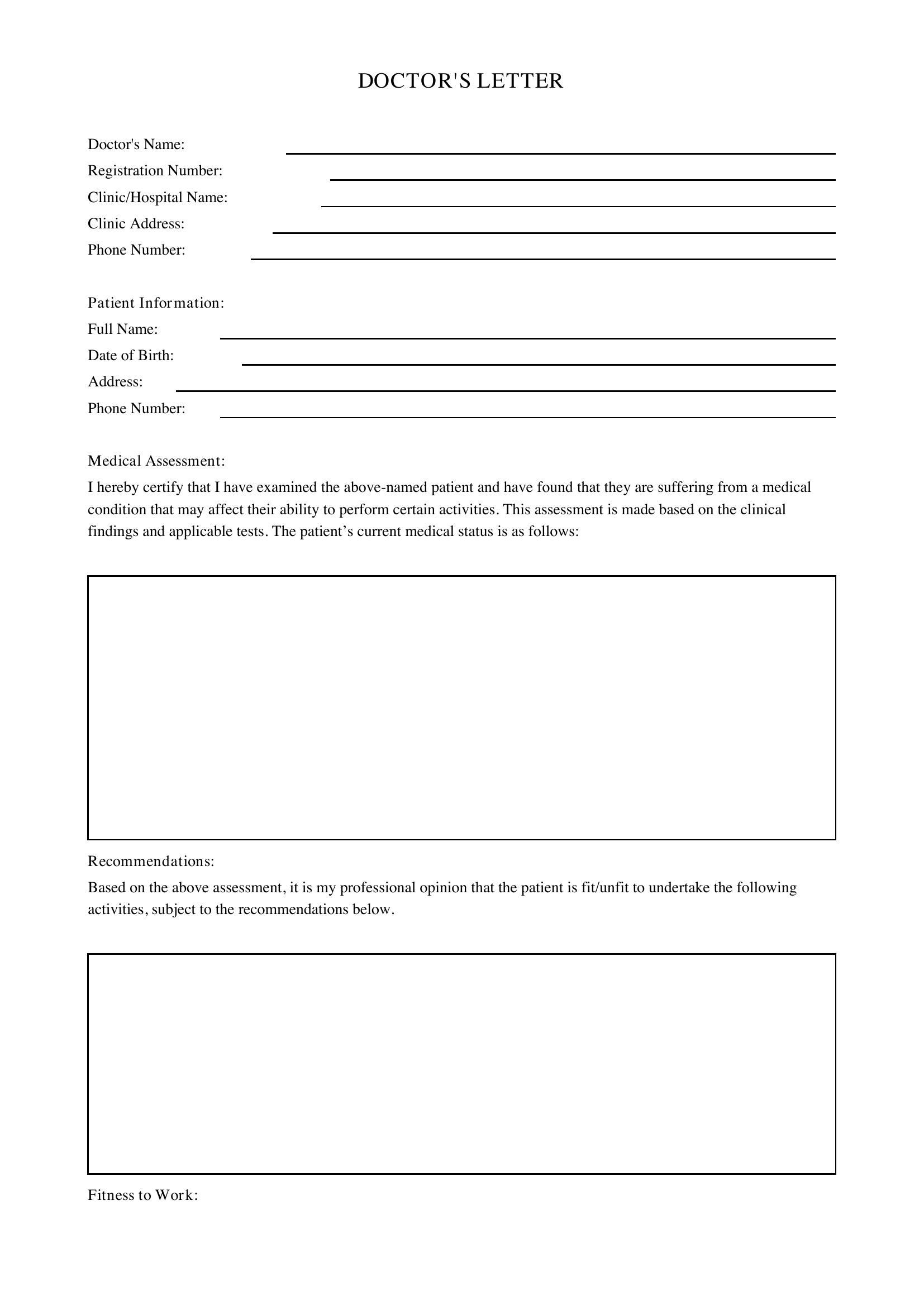 Doctors Letter Template - Australia