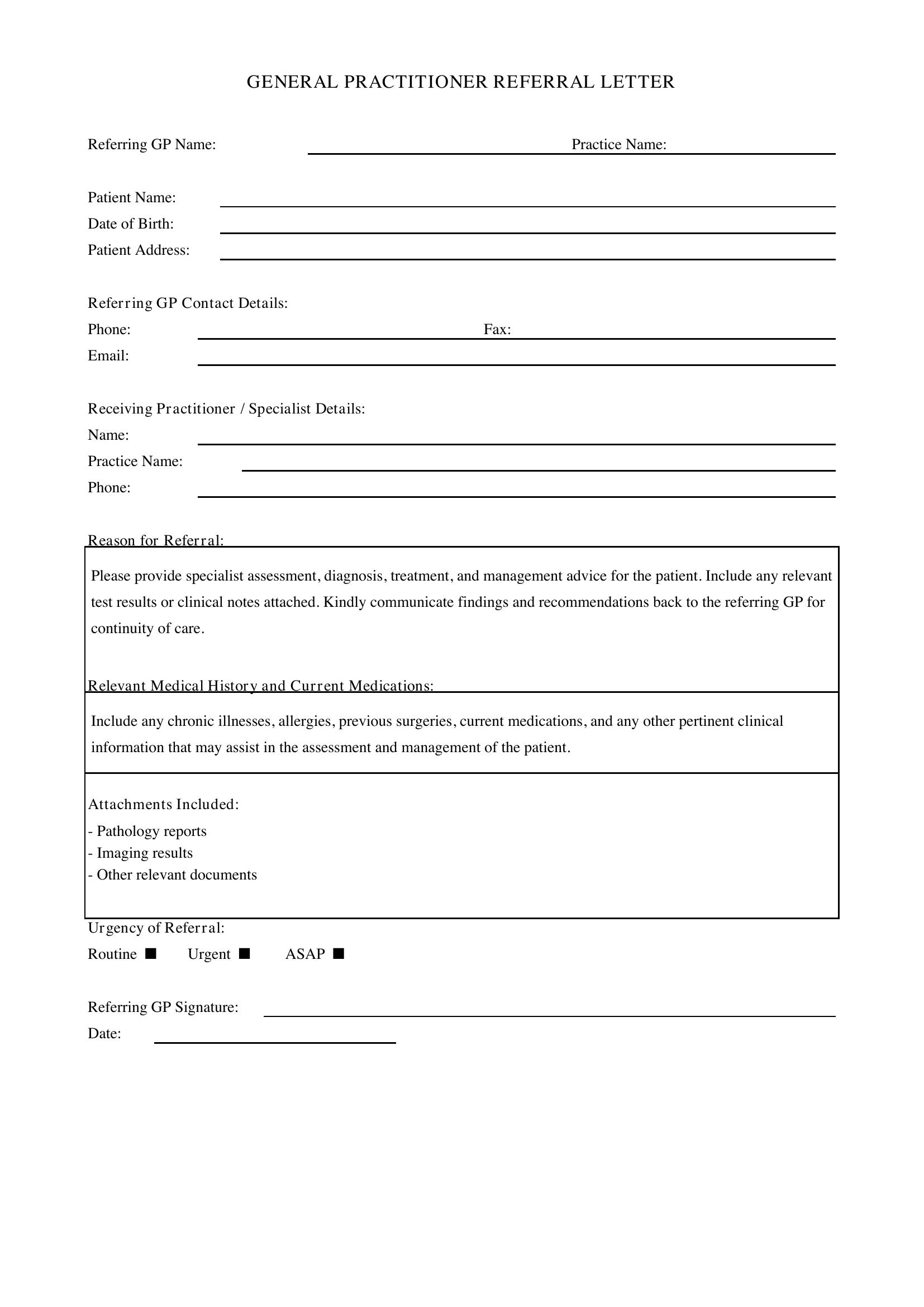 Gp Referral Letter Template - Australia